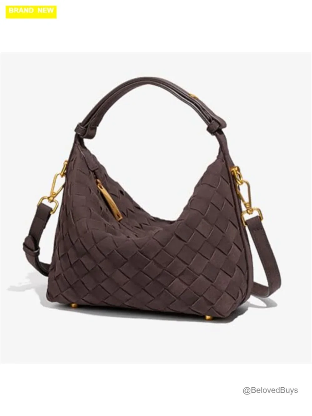 Faux Suede Woven Hobo Bag Shoulder Tote Crossbody Slouchy Handbag